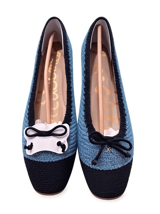 Sam Edelman Shoes - Sam Edelman Madison Blue Crochet Ballet Flats Cap Toe Bow Women’s 9.5 NIB